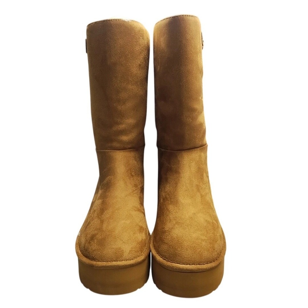 Madden‎ Girl Eclipsed Tan Platform Faux Suede Fur Lined Boots ECLI02J1219095 9.5